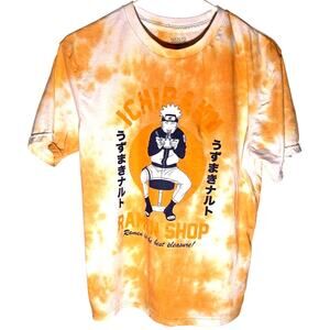 Retro Orange Tie Dye Naruto Ramen Graphic T-Shirt Size Sm
